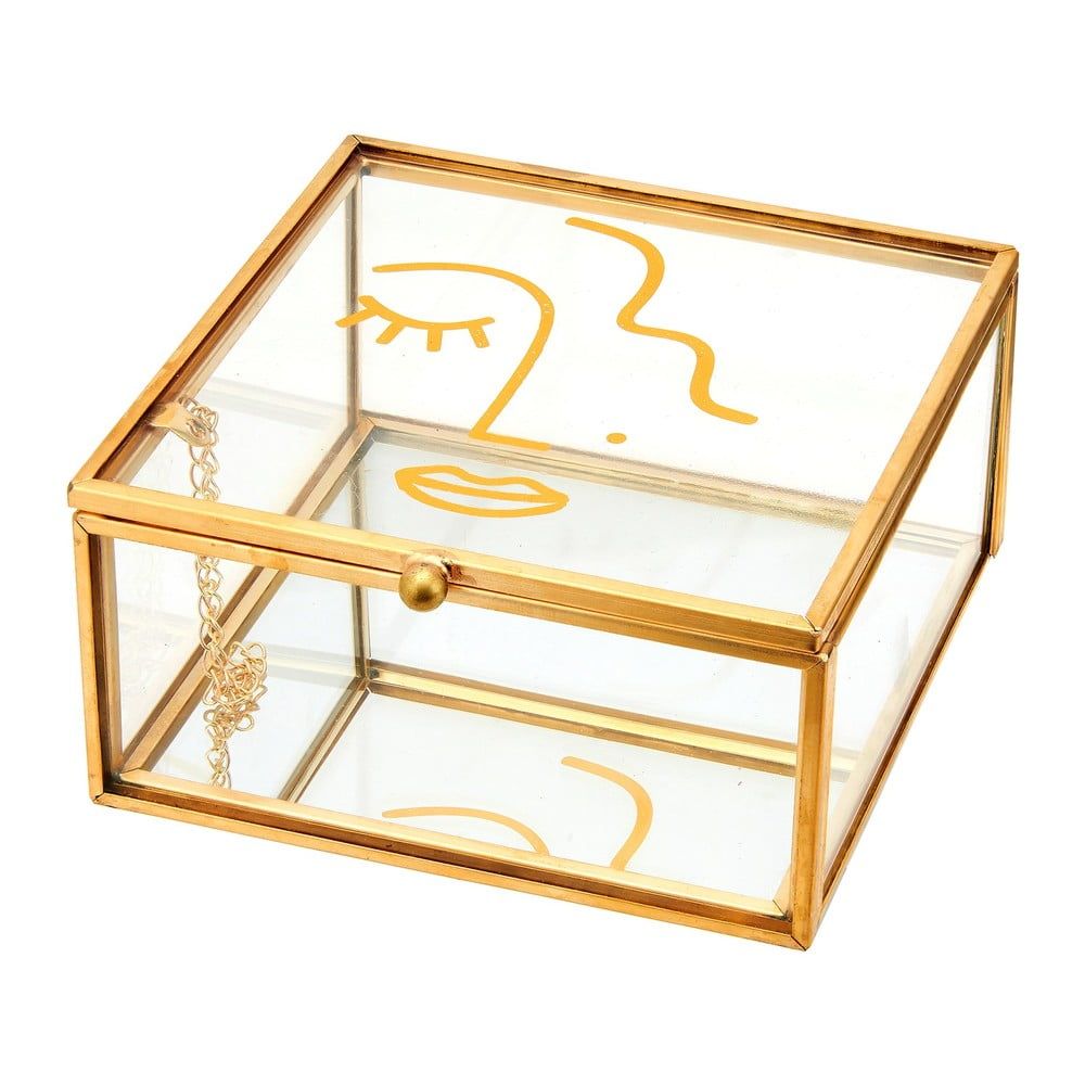 Krabička na šperky s detaily ve zlaté barvě Sass & Belle Abstract Face - Bonami.cz