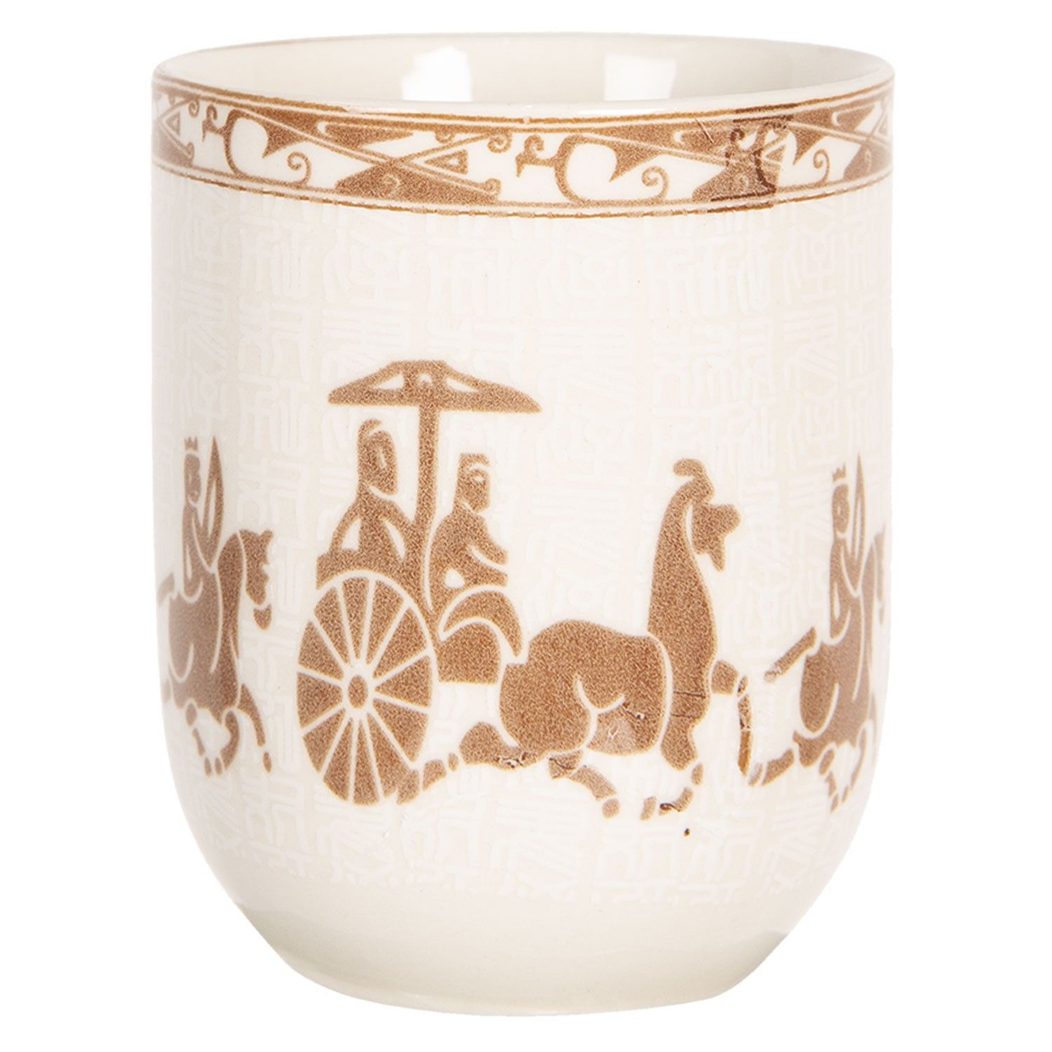 Porcelánový kalíšek na čaj s antickými motivy - ∅ 6*8 cm / 0,1L Clayre & Eef - LaHome - vintage dekorace