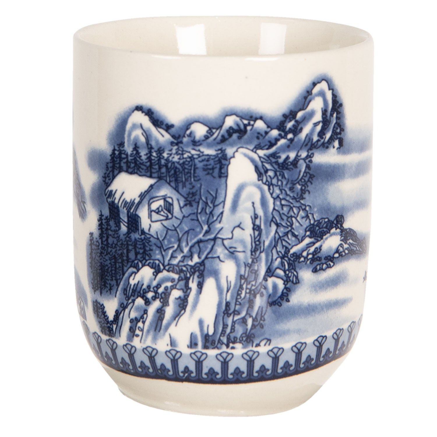 Porcelánový kalíšek na čaj s motivem hor - ∅ 6*8 cm / 0,1L Clayre & Eef - LaHome - vintage dekorace