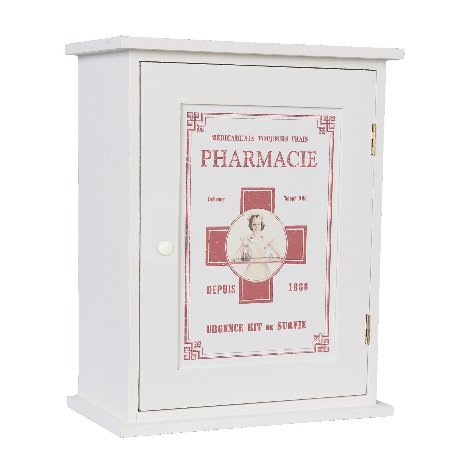 Bílá dřevěná lékárnička - 24*30*13 Clayre & Eef - LaHome - vintage dekorace