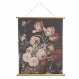 Nástěnný plakát s malbou květin, ovoce a zvěře - 80*2*100 cm Clayre & Eef