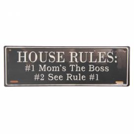 Nástěnná plechová cedule House rules - 39*13 cm Clayre & Eef
