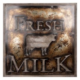 Kovový obraz s krávou Fresh milk - 60*3*60 cm Clayre & Eef