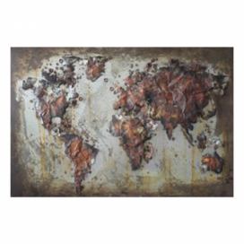 Kovový nástěnný obraz Mapa světa - 120*4*80 cm Clayre & Eef