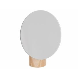 Kave Home Kulaté kosmetické stolní zrcadlo Laforma Veida s jasanovým podstavcem 16,1 x 14 cm