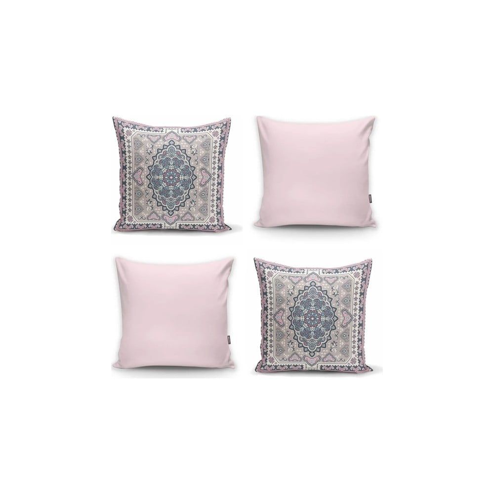 Sada 4 dekorativních povlaků na polštáře Minimalist Cushion Covers Pink Ethnic, 45 x 45 cm - Bonami.cz