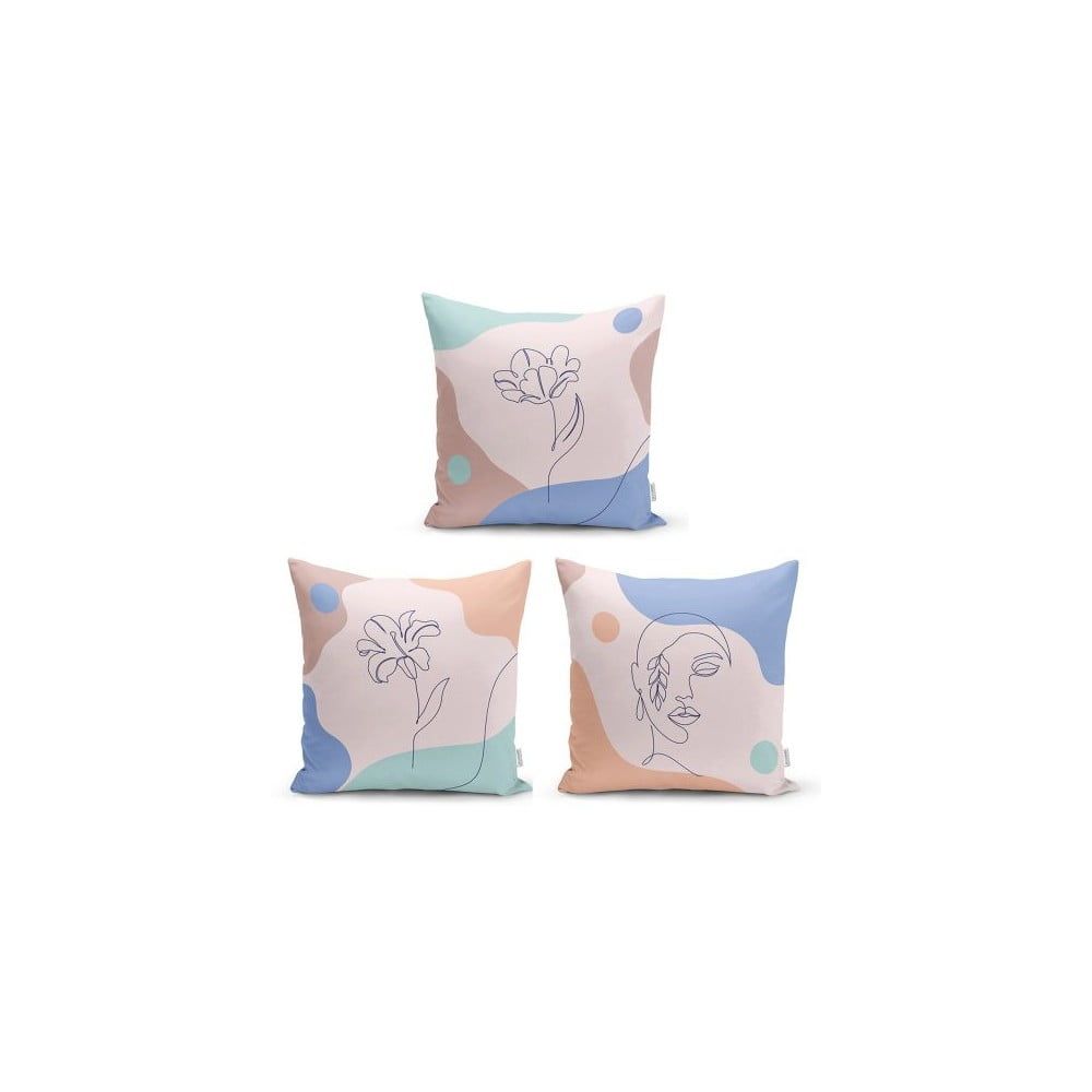 Sada 3 dekorativních povlaků na polštáře Minimalist Cushion Covers Colorful Flower, 45 x 45 cm - Bonami.cz