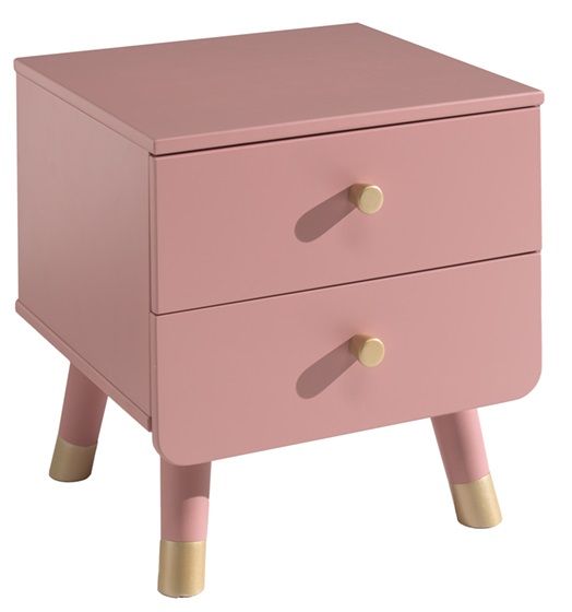 Růžový lakovaný noční stolek Vipack Billy 43,2 x 40 cm - Designovynabytek.cz