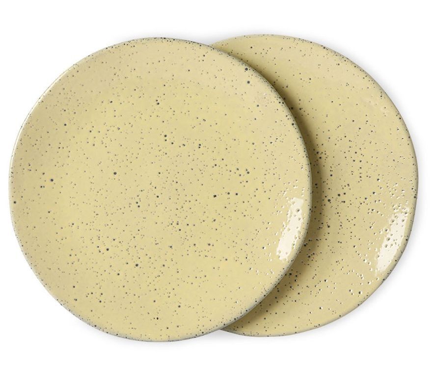 2ks žlutý dezertní talíř Gradient Ceramics - Ø 22,5*1,5cm    HKLIVING - LaHome - vintage dekorace