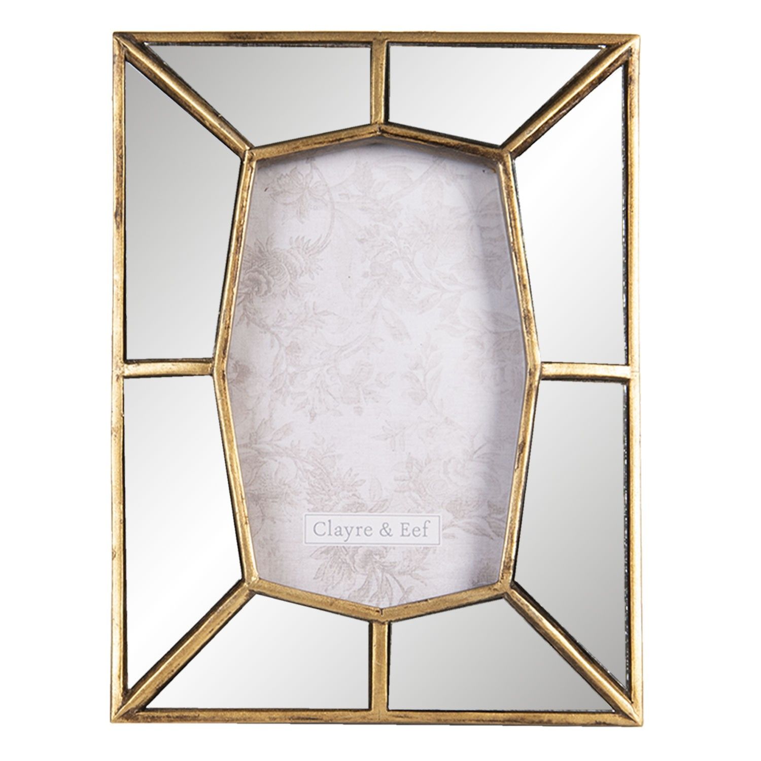 Fotorámeček se zrcadlovým okrajem se zlatým lemováním - 16*2*21 cm / 10*15 cm - LaHome - vintage dekorace