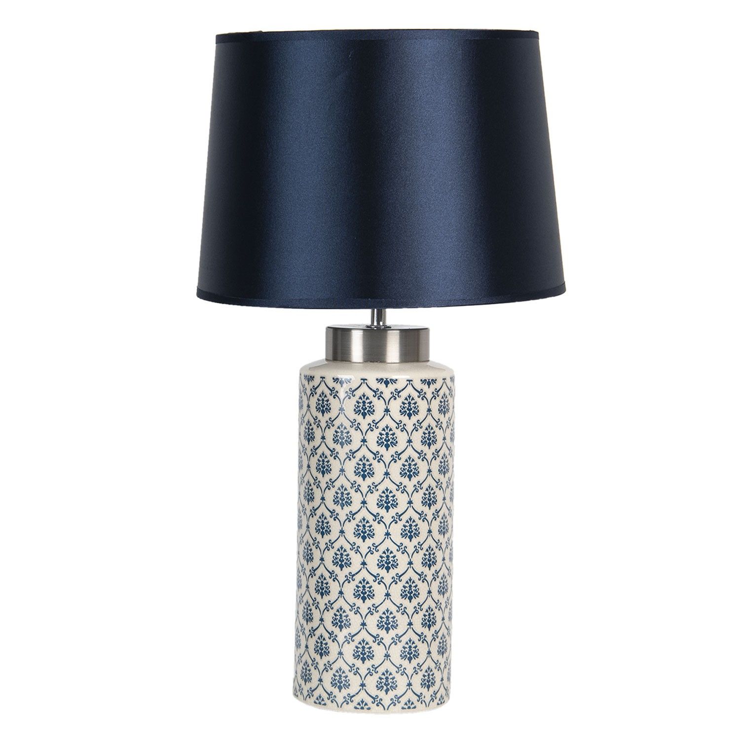 Stolní lampa s keramickou základnou a tmavě modrým stínidlem Oignons – Ø 28*50 cm E27/max 1*60W - LaHome - vintage dekorace
