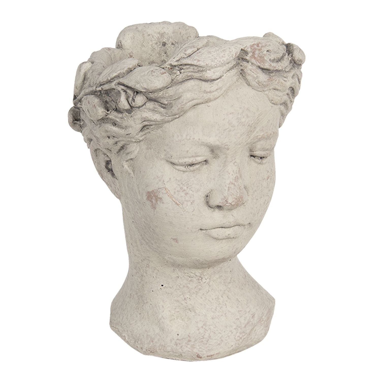 Šedý betonový květináč hlava ženy - 18*17,5*25,5 cm - LaHome - vintage dekorace