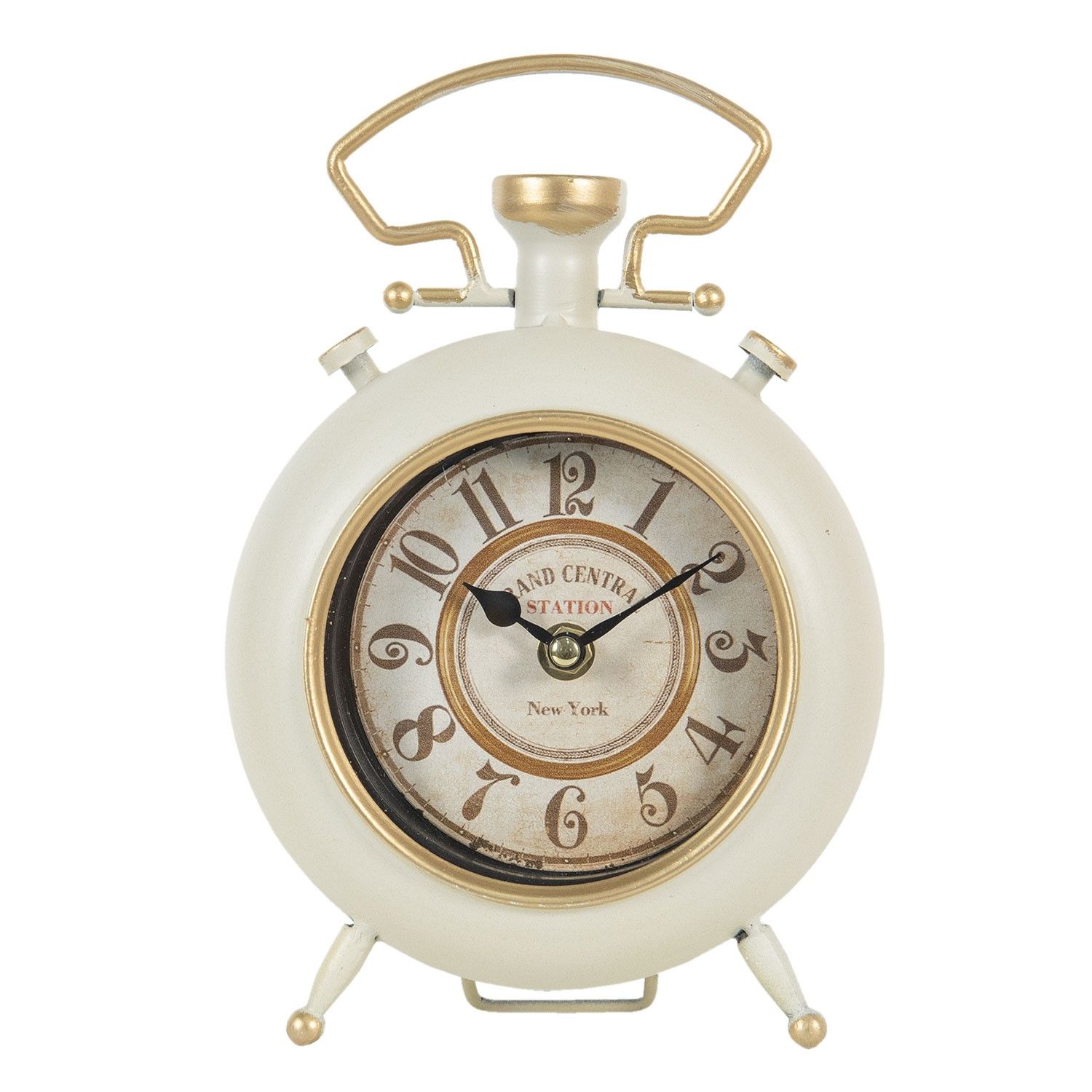 Krémové vintage hodiny se zlatým zdobením Grand - 16*6*24 cm / 1*AA - LaHome - vintage dekorace