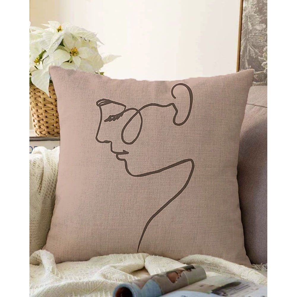 Béžový povlak na polštář s příměsí bavlny Minimalist Cushion Covers Portrait, 55 x 55 cm - Bonami.cz