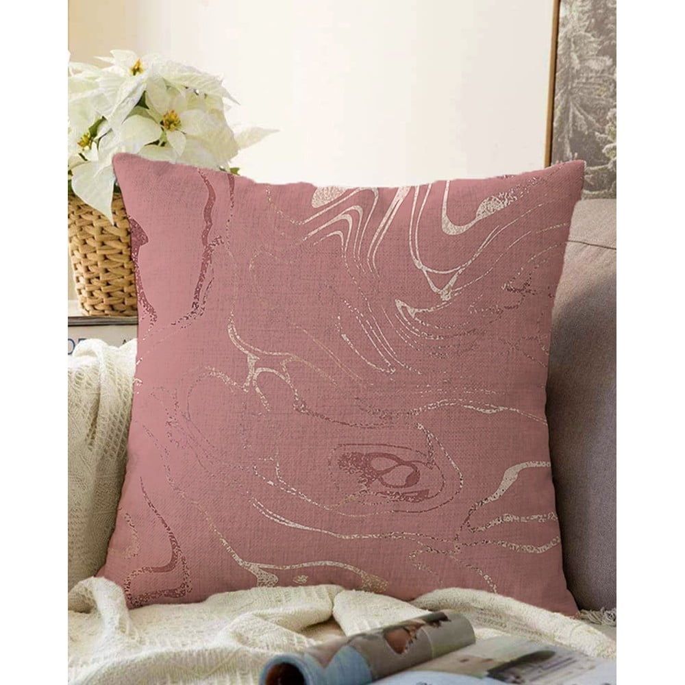 Tmavě růžový povlak na polštář s příměsí bavlny Minimalist Cushion Covers Waves, 55 x 55 cm - Bonami.cz