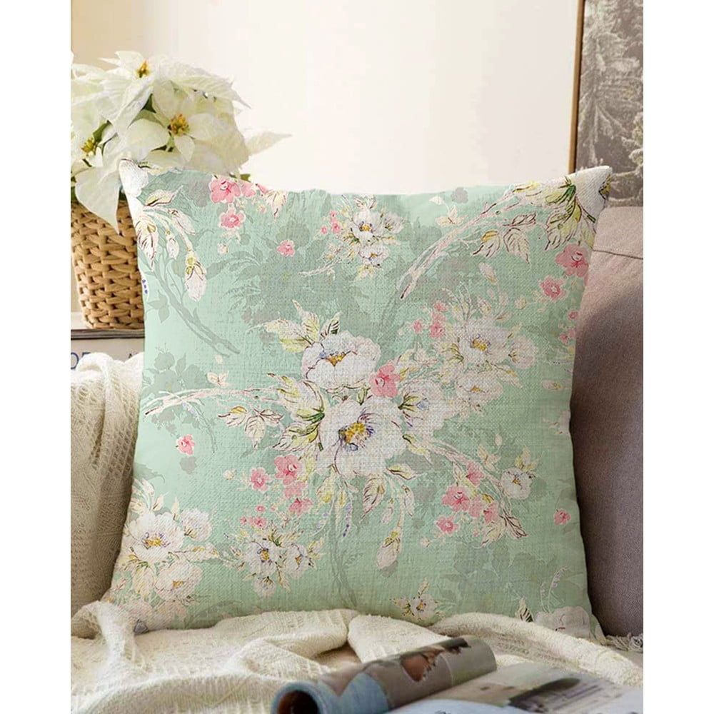 Zelený povlak na polštář s příměsí bavlny Minimalist Cushion Covers Blossom, 55 x 55 cm - Bonami.cz