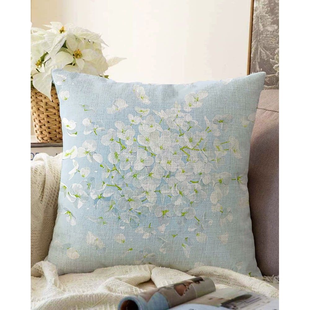 Modrý povlak na polštář s příměsí bavlny Minimalist Cushion Covers Blossom, 55 x 55 cm - Bonami.cz