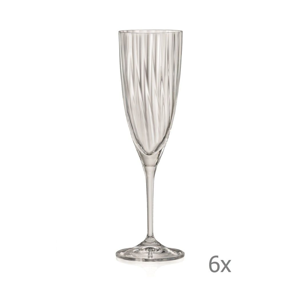 Sada 6 sklenic na šampaňské Crystalex Kate Optic, 220 ml - Bonami.cz