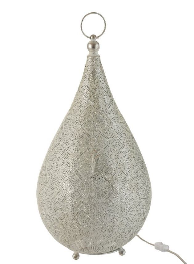 Bílá kovová stolní lampička Oriental drop- Ø 31*60 cm J-Line by Jolipa - LaHome - vintage dekorace