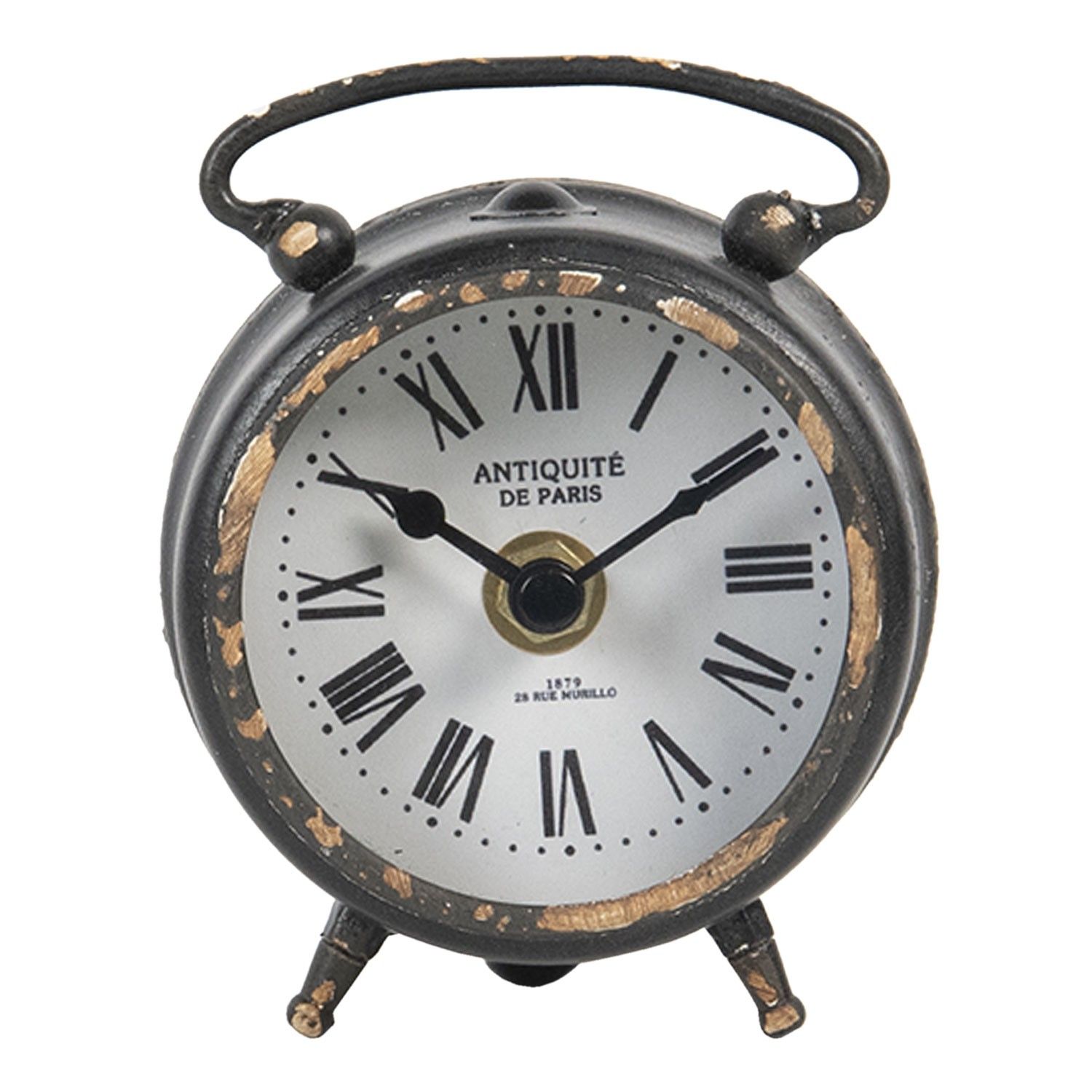 Vintage stolní hodiny s patinou Neva - 9*4*10 cm / 1*AA Clayre & Eef - LaHome - vintage dekorace