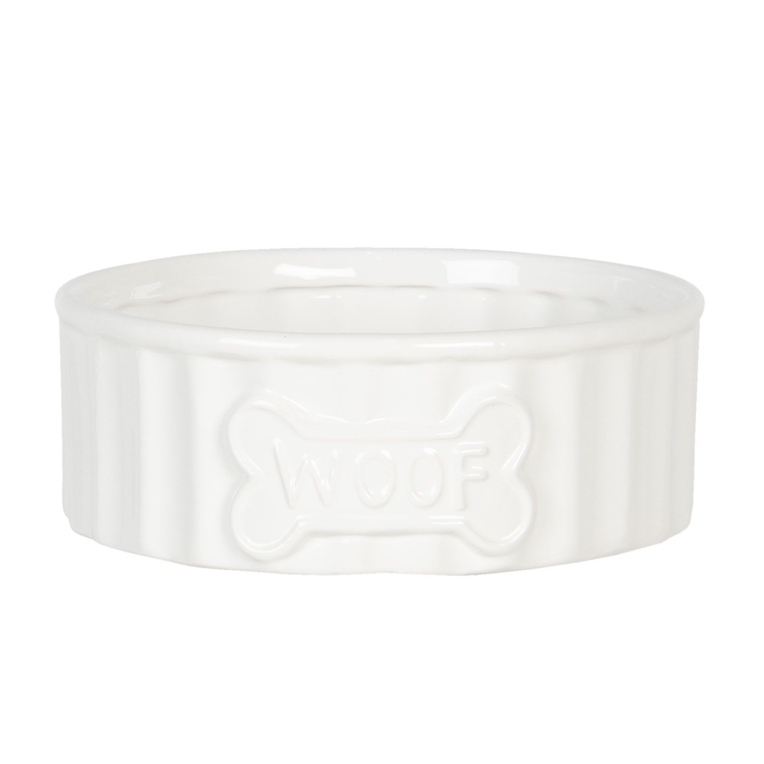 Bílá keramická miska pro psa Woof - Ø 20*7 cm Clayre & Eef - LaHome - vintage dekorace