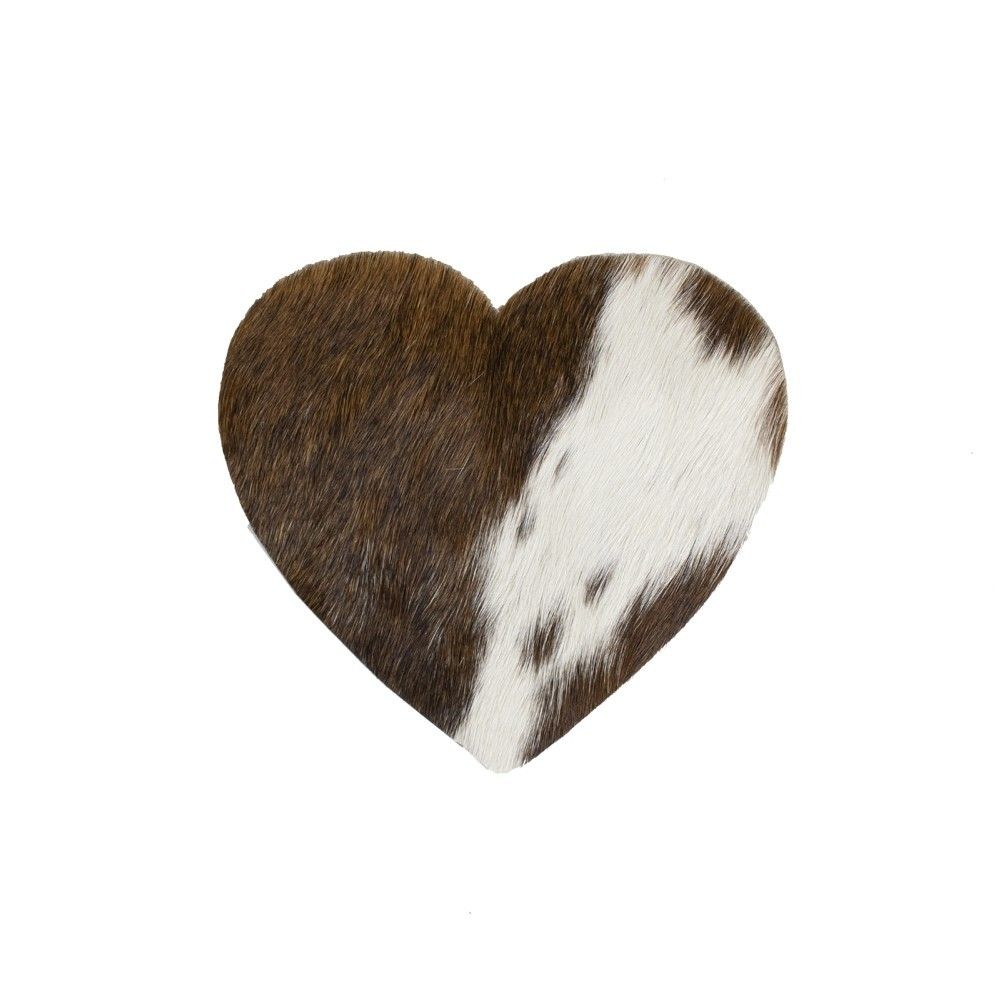 Bílo-hnědý podtácek srdce Love z hovězí kůže Brown - 14*14*0,3 cm Mars & More - LaHome - vintage dekorace