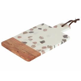 Bílé terrazzo servírovací prkénko Kave Home Temira 35,5 x 20,5 cm