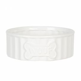 Bílá keramická miska pro psa Woof - Ø 20*7 cm Clayre & Eef