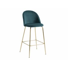 Tyrkysová sametová barová židle LaForma Mystere 76 cm