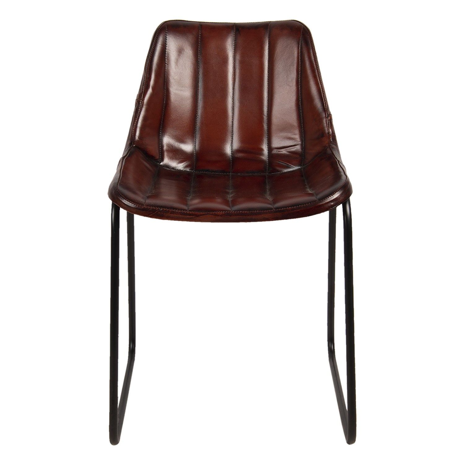 Hnědá lehce polstrovaná kožená židle Sol - 46*48*79 cm - LaHome - vintage dekorace