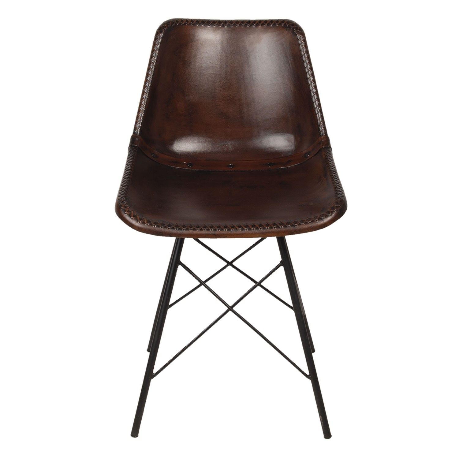 Designová hnědá kožená židle Luz - 46*48*79 cm - LaHome - vintage dekorace