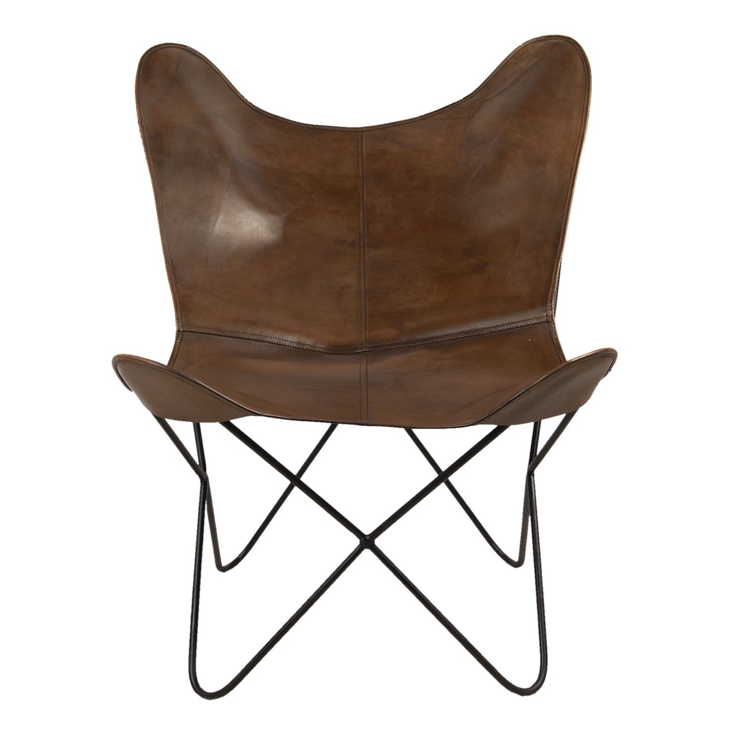 Hnědá kožená židle Ines - 74*74*89 cm - LaHome - vintage dekorace