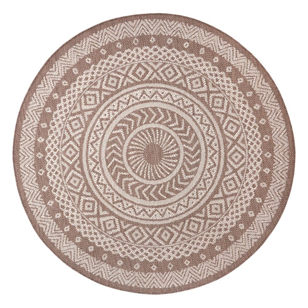Hnědo-béžový venkovní koberec Ragami Round, ø 120 cm - Bonami.cz