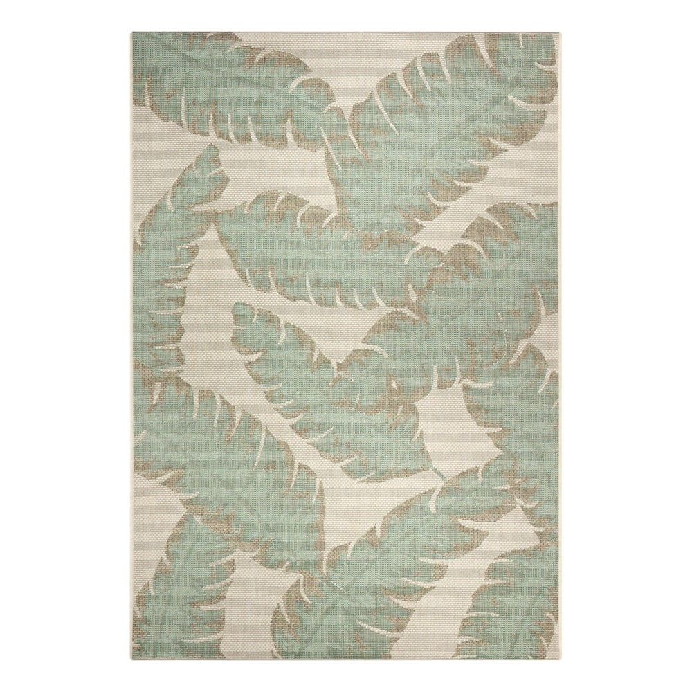 Zeleno-béžový venkovní koberec Ragami Leaf, 70 x 140 cm - Bonami.cz