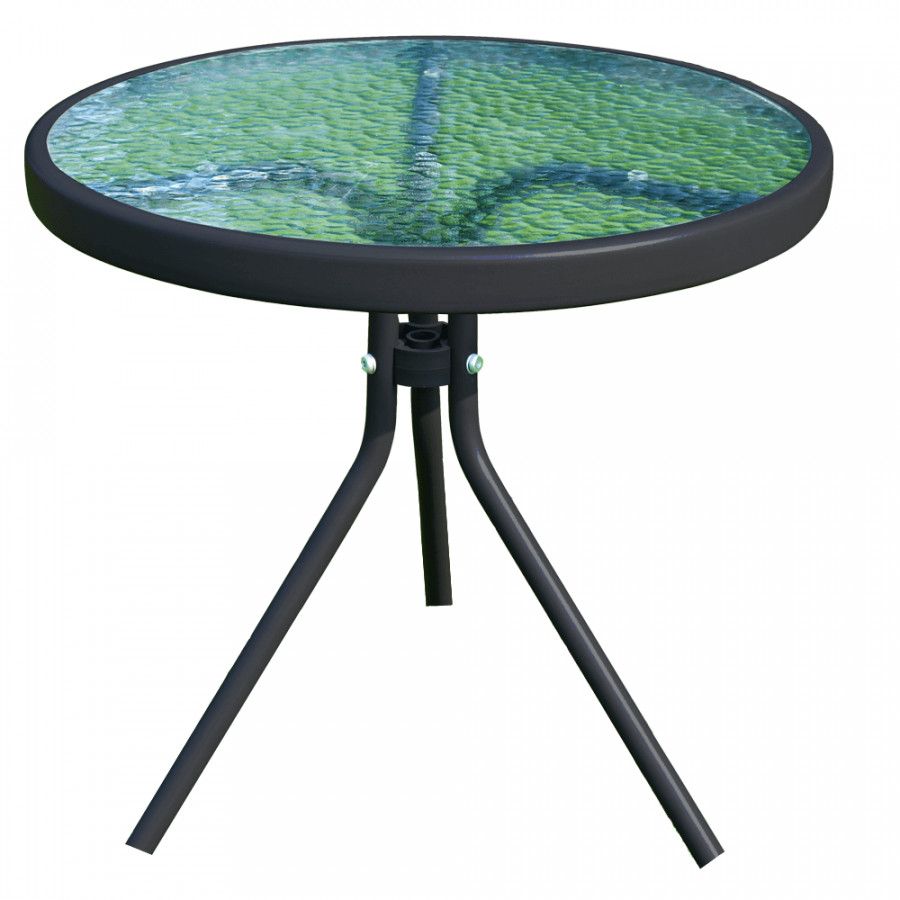 Tempo Kondela Zahradní konferenční stolek HABIR - ocel / tvrzené sklo - FORLIVING