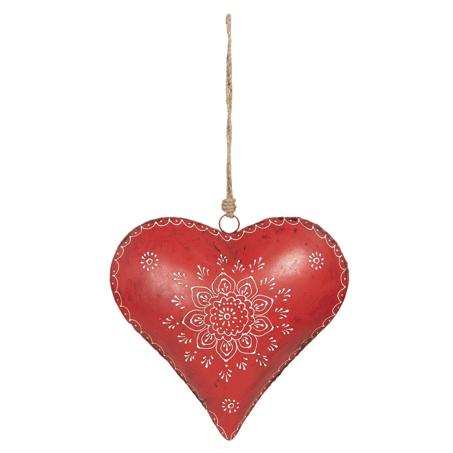 Červené kovové závěsné srdce Coeur - 27*12*27 cm Clayre & Eef - LaHome - vintage dekorace