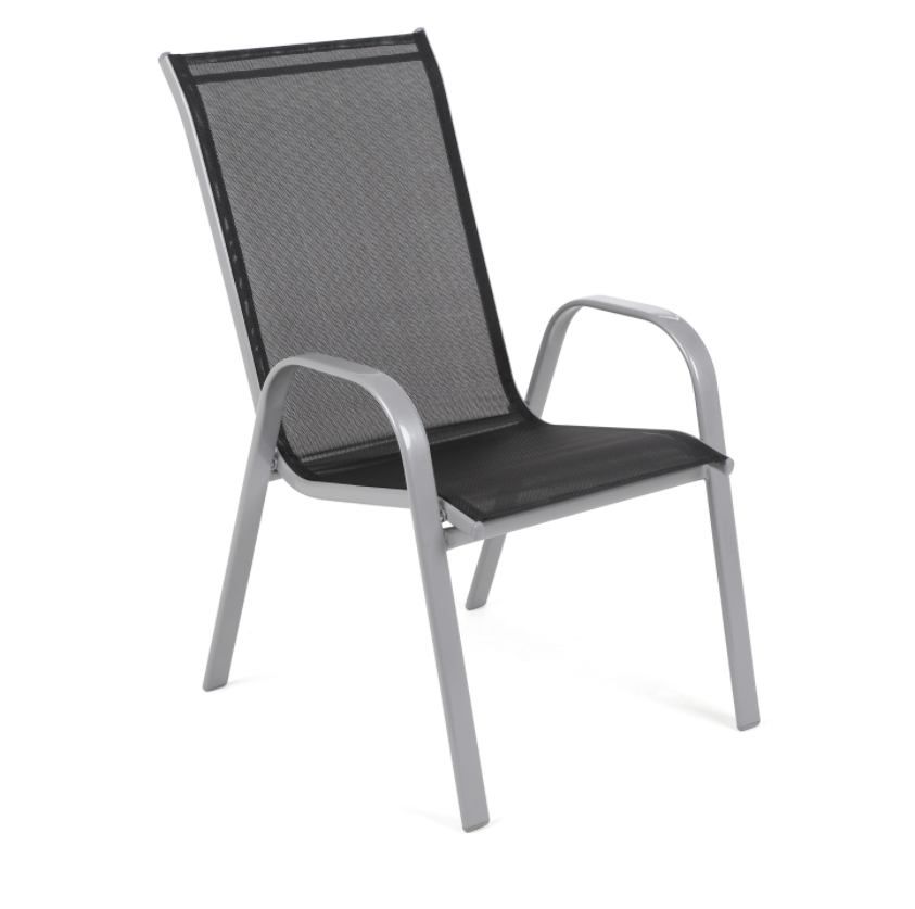 Zahradní židle ocel / textilie Stříbrná / černá - DEKORHOME.CZ