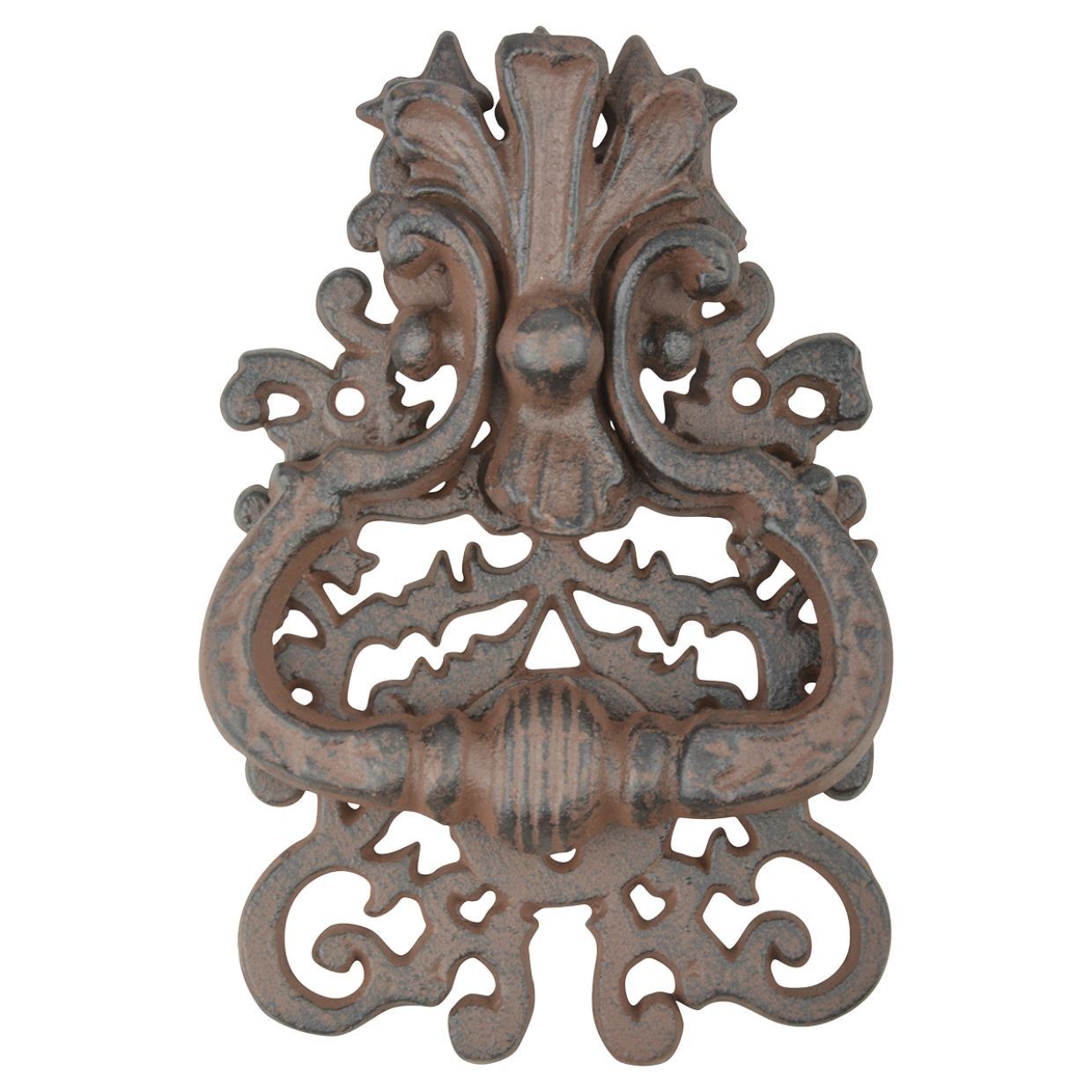 Hnědé litinové klepadlo na dveře s ornamenty - 13*3*19 cm Esschert design - LaHome - vintage dekorace