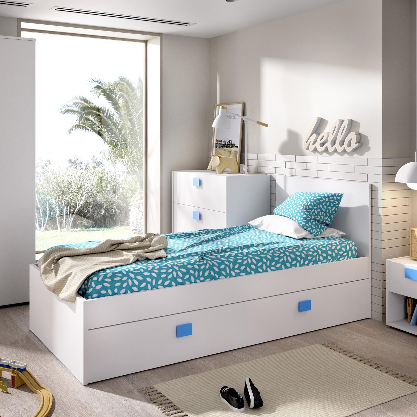 Aldo Dětská postel s přistýlkou Chic, white-blue - Nábytek ALDO