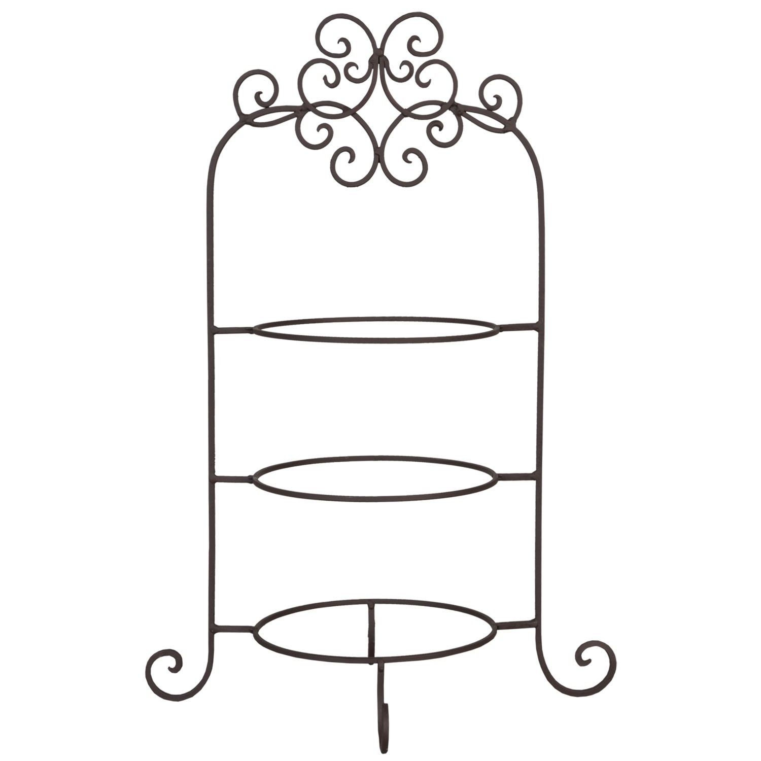 Hnědý kovový ozdobný stojan na talíře třípatrový - 36*28*54 cm Clayre & Eef - LaHome - vintage dekorace