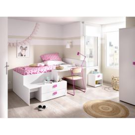 Aldo Kompaktní dětská postel Chic, white-pink