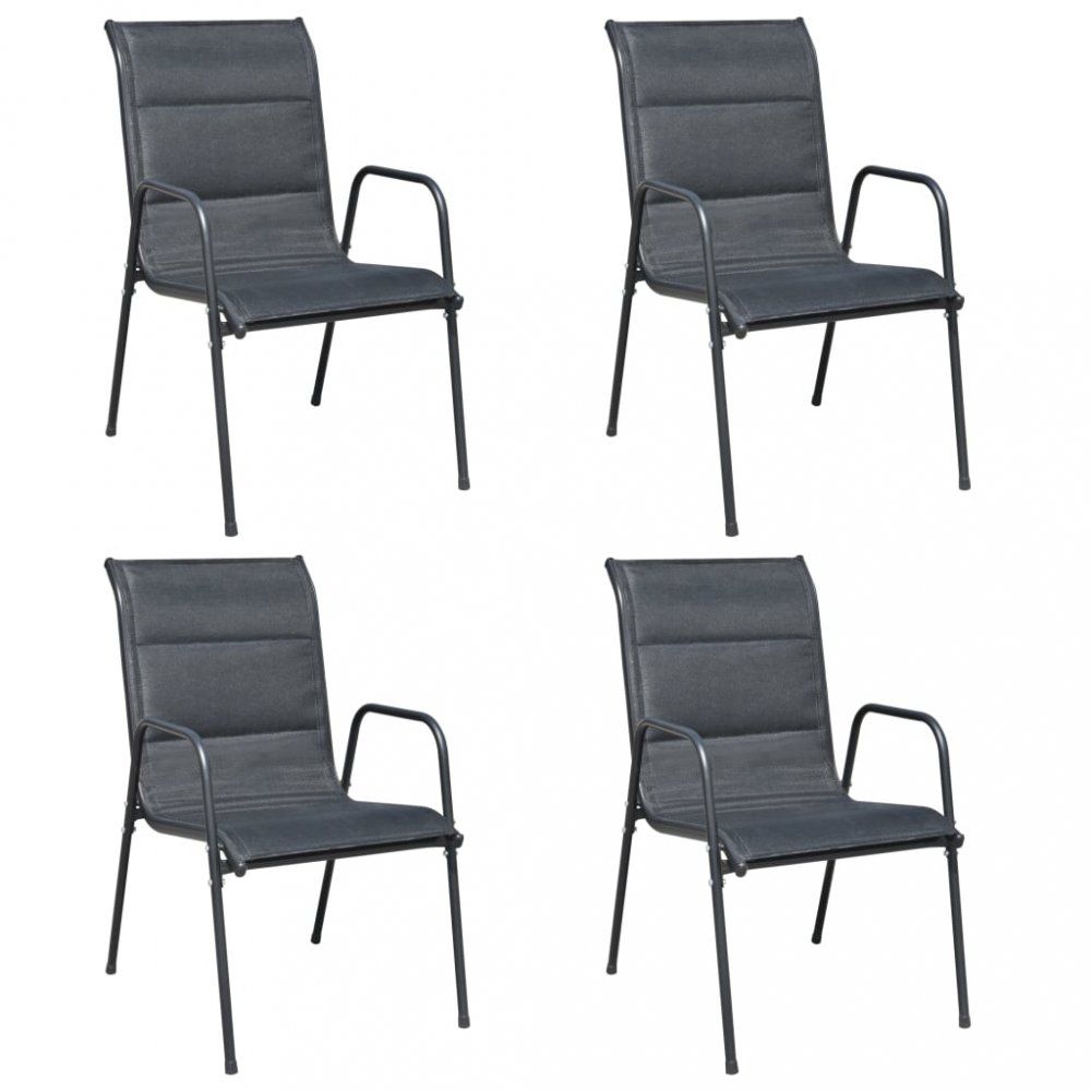 Stohovatelné zahradní židle 4 ks ocel / textilen Dekorhome Černá - DEKORHOME.CZ