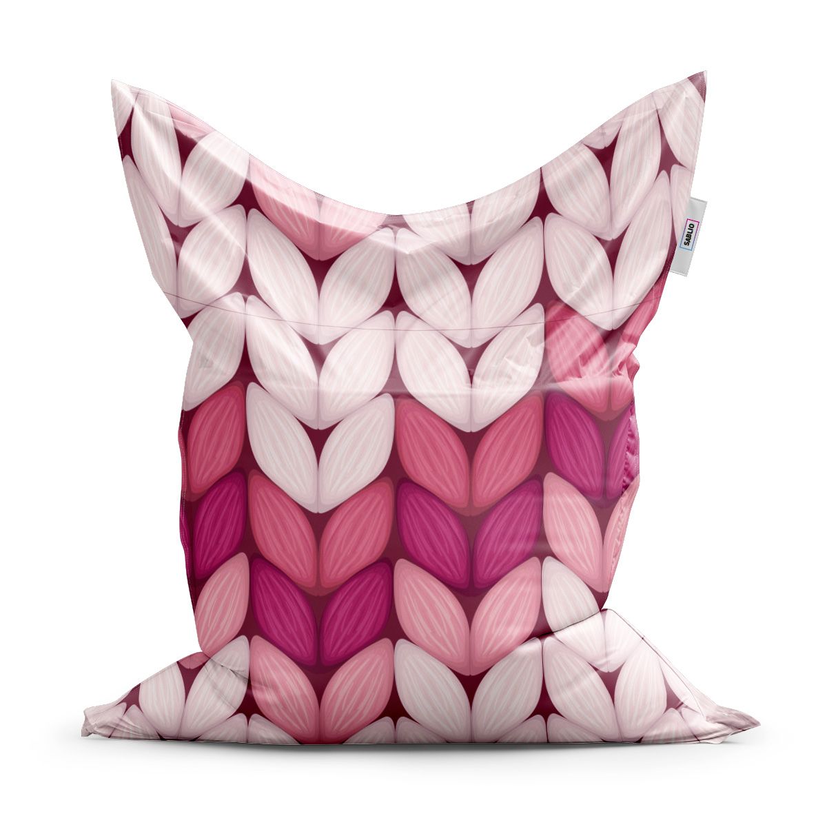 Sedací vak SABLIO - Tříbarevné růžové pletení 150x100 cm - E-shop Sablo s.r.o.