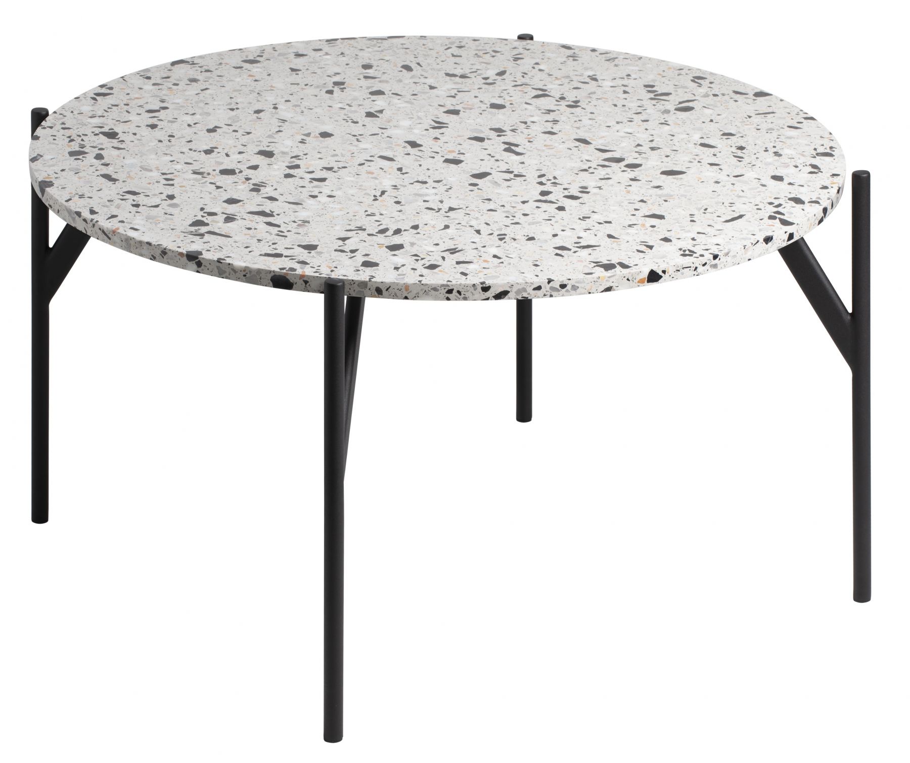 Bílý terrazzo konferenční stolek RGE Air Terrazzo s černou podnoží 85 cm - Designovynabytek.cz