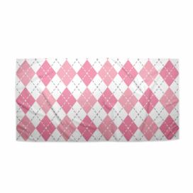 Ručník SABLIO - Růžové a bílé kosočtverečky 50x100 cm