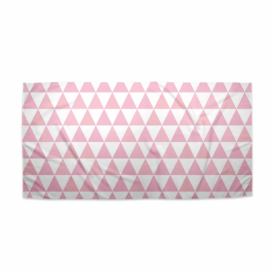 Ručník SABLIO - Růžové a bílé trojúhelníky 50x100 cm