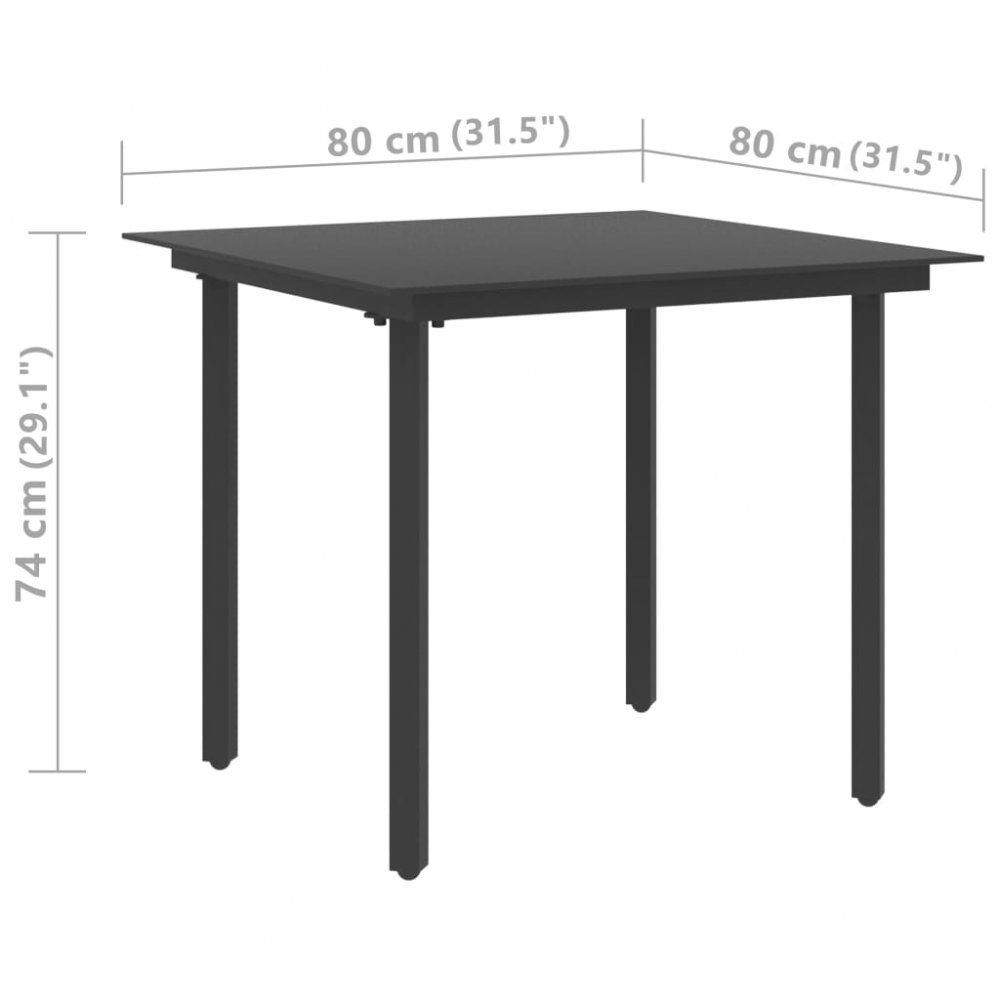 Zahradní jídelní stůl černá / sklo Dekorhome 80x80x74 cm - DEKORHOME.CZ