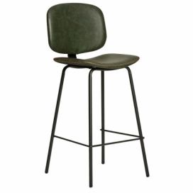Tmavě zelená koženková barová židle Marckeric Mali 73 cm