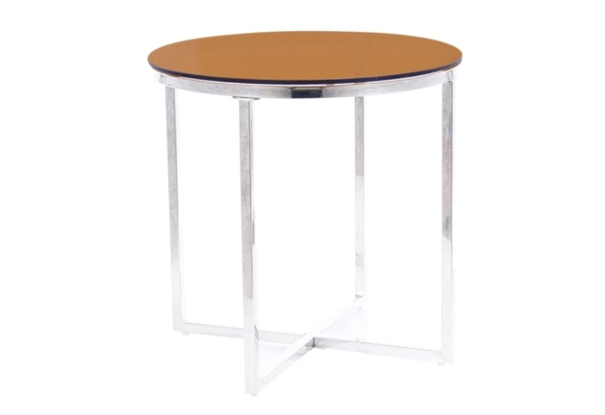 Konferenční stolek CRYSTL B, 55x55x55, jantarová/stříbrná - Expedo s.r.o.