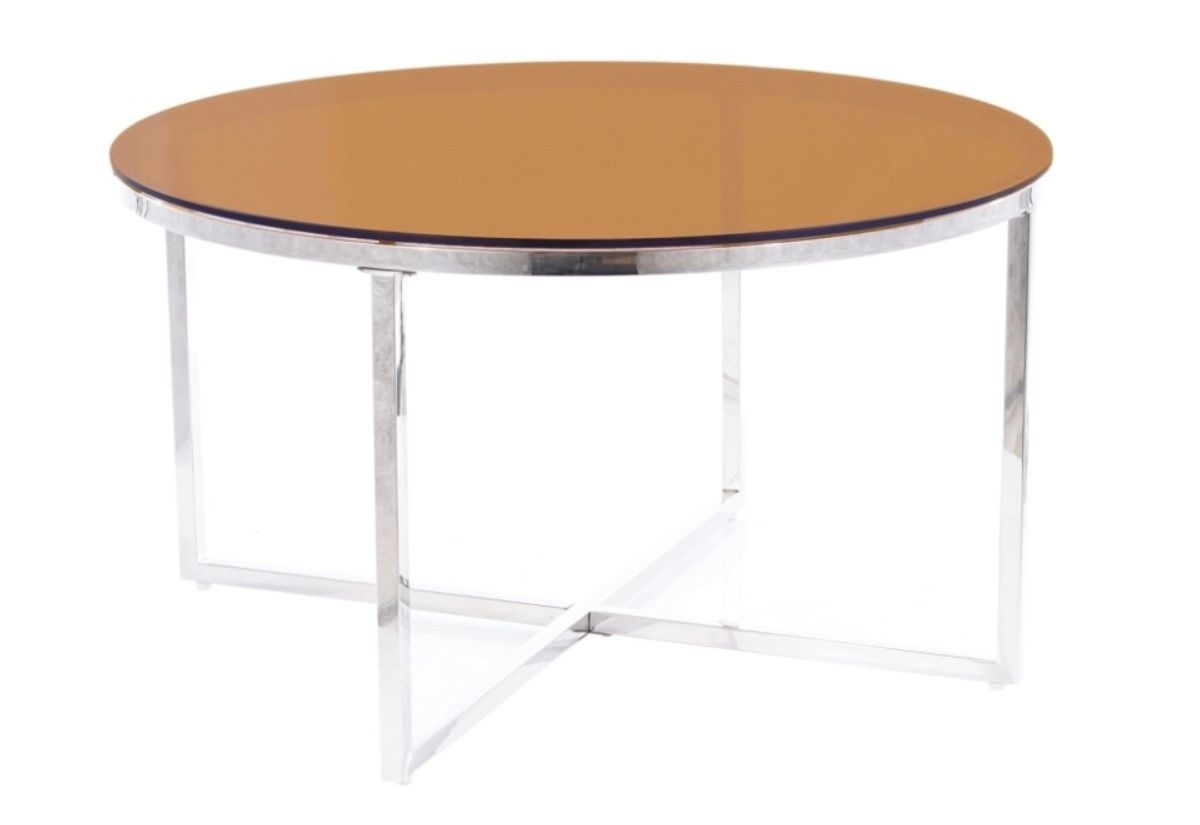 Konferenční stolek CRYSTL A, 80x45x80, jantarová/stříbrná - Expedo s.r.o.